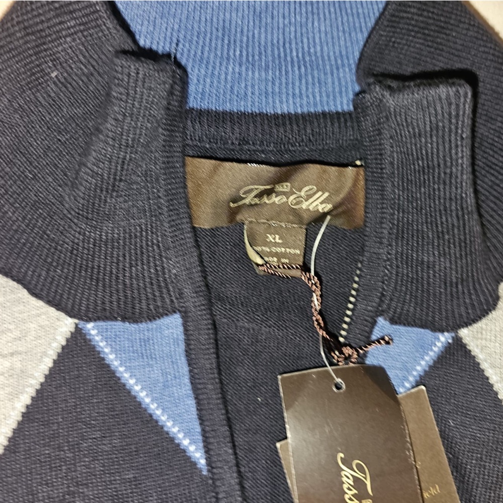 Men's Blue Argyle Sweater - Picture 2 of 2